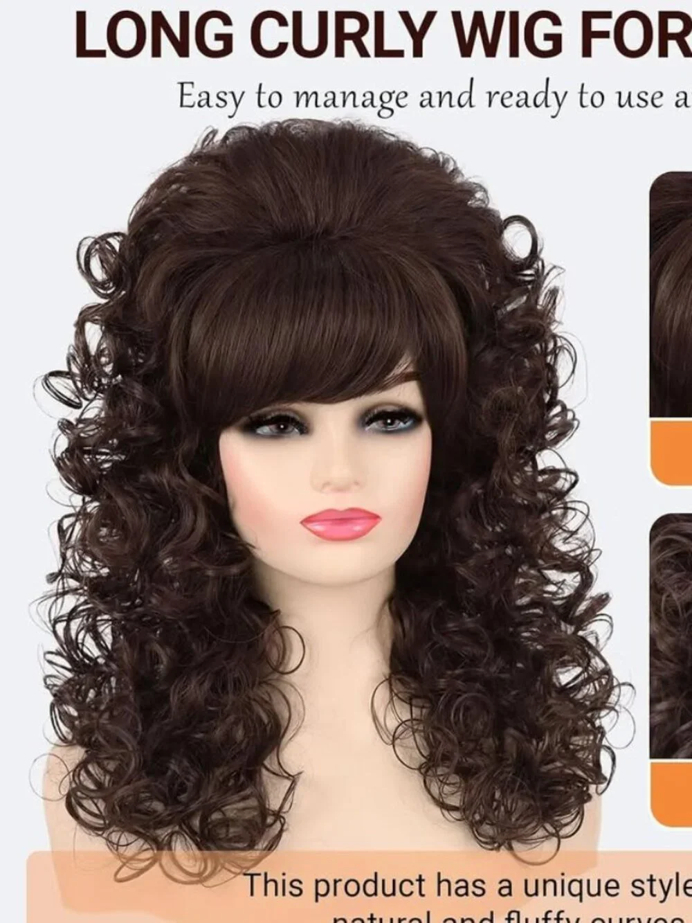 Curly Synthetic Wig (Brown)